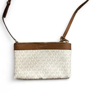 Michael Kors Cream and Brown Monogram Crossbody
